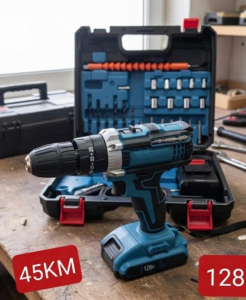 Aku Bušilica 5Ah – Metalna Glava + 2x Baterije + Kofer